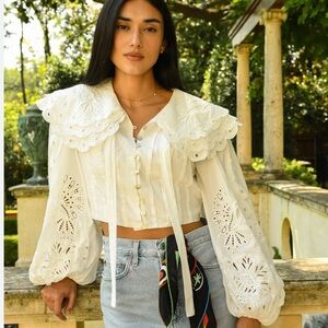 FARM RIO WOMEN'S RICHELIEU BIG COLLAR BLOUSE